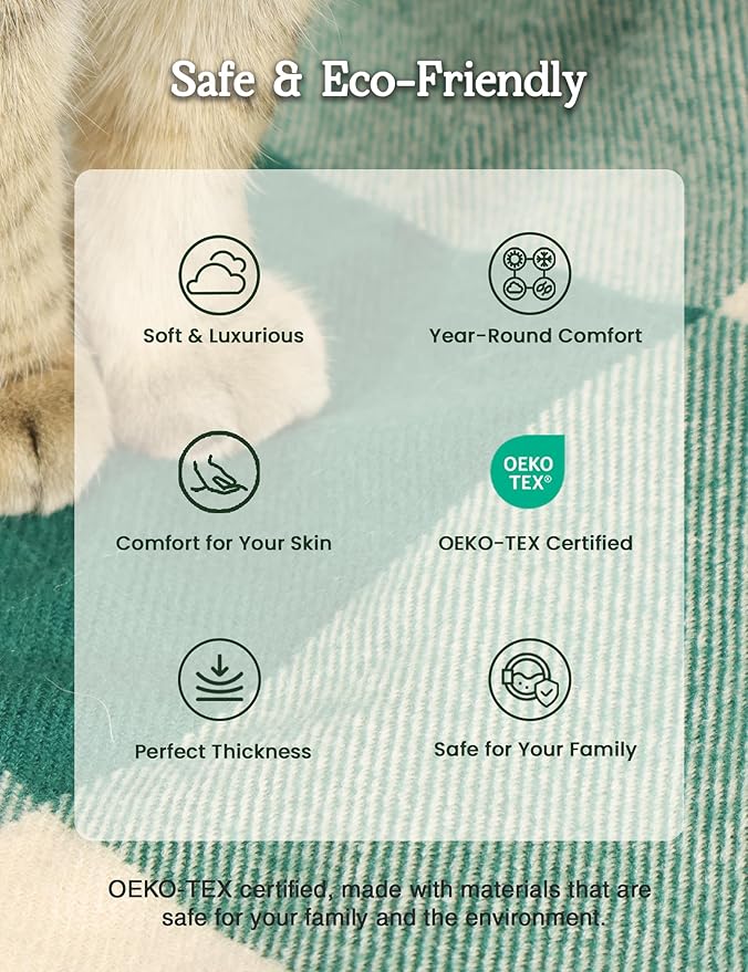 ZonLi Green Checkered Throw Blanket, 50" x 60" Christmas Decorative Blankets, Decorative Vintage Throws with Tassel for Couch, Bed, Sofa, Chair, Outdoor, Cozy Warm Lightweight Farmhouse Blankets-Ruum Studio Home