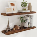 40 Inch Floating Shelvese, 40" W x 9" D Floating Shelf Set of 2, Farmhouse Wood Wall Shelves for Bedroom, Kitchen, Wall Mounted Deep Shelving for Home Decor, Rustic Brown Color-Ruum Studio Home