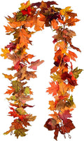 Lvydec 2 Pack Fall Maple Garland - 5.9ft/Piece Artificial Fall Foliage Garland Colorful Autumn Decor for Home Wedding Party (Mixed Color)-Ruum Studio Home