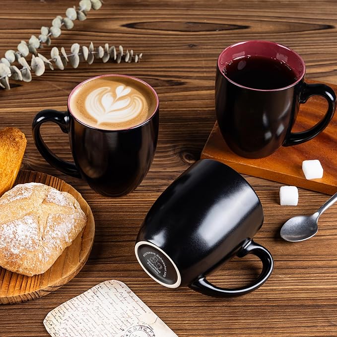 GBHOME 16oz Coffee Mugs Set of 6, Large Ceramic Coffee Mugs for Man, Woman, Dad, Mom, Modern Coffee Mugs Set with handle for Tea/Latte/Cappuccino/Milk/Cocoa. Dishwasher&Microwave Safe,Multi-Color-Ruum Studio Home