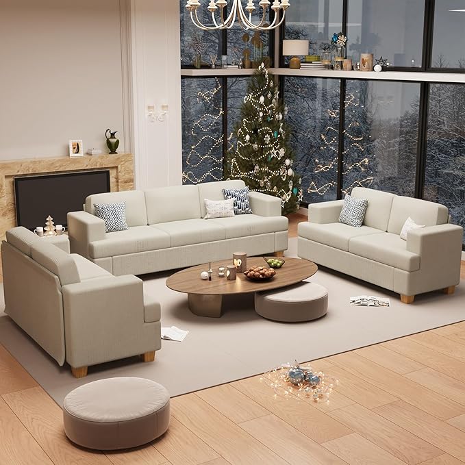 63" Corduroy Sofa Couch Loveseat for Living Room, Small Seep Seat Loveseat Sofa for Bedroom, Comfy Chenille Couch for Small Spaces, White Corduroy-Ruum Studio Home