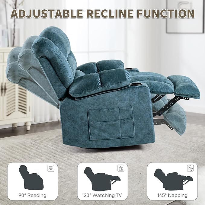 Recliner Chair Rocker Modern Ergonomic Lounge 360 Degree Swivel Single Sofa Seat Living Room Lounge Recliners on Clearance Foam Filling-Ruum Studio Home