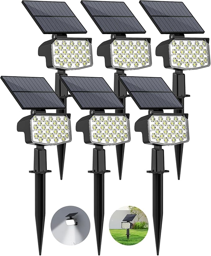 WELALO Solar Spot Lights Outdoor, 6 Pack/3 Modes Solar Landscape Spotlights, Adjustable Solar Powered Security Lights, IP65 Waterproof Wall Lights Solar Lights Outdoor for Walkway/Yard/Garden/Driveway-Ruum Studio Home