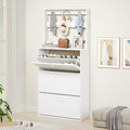 Shoe Cabinet with 3 Flip Drawers, Narrow Shoe Cabinet with 9 Hooks Coat Rack, Freestanding Shoes Storage Cabinets with Adjustable Shelves for Entryway, Hallway, Living Room, White-Ruum Studio Home