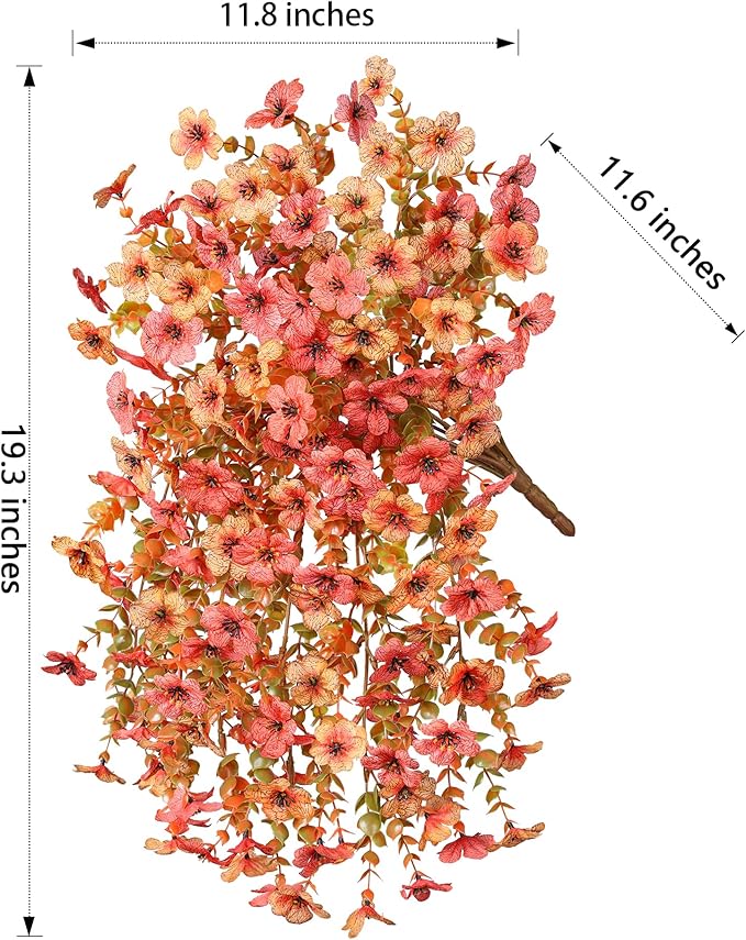 INSPRING Artificial Mums for Outdoors Decoration Fall Fake Flowers for Outside Decor, 2Pcs Silk Daisy with Eucalyptus UV Resistant Realistic Vines for Front Door Yard Patio Porch Planter Home-Ruum Studio Home