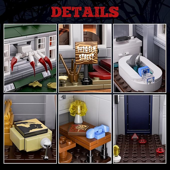 Halloween Nightmare Building House Set on Elm Street, Horror Movie Figure & Haunted House Building Blocks Toy, Compatible with Lego Gifts for Friends and Fans 18+ (1099 Pieces)-Ruum Studio Home