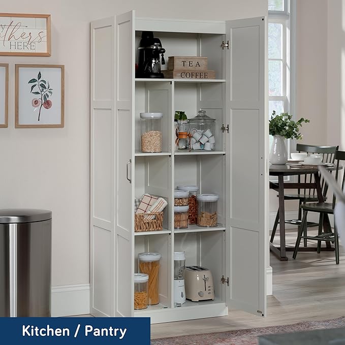 Sauder Select Storage Cabinet/ Pantry cabinets, White finish-Ruum Studio Home
