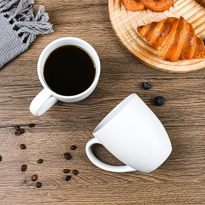 16oz Coffee Mugs Set of 6, Large Ceramic Modern Coffee Mugs With Handle For Tea,Latte,Cappuccino,Cocoa. Dishwasher.Microwave Safe (Matte White)-Ruum Studio Home