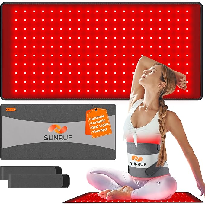 Red Light Therapy for Body, 25.2"x13" Large Light Therapy Pad with Timer, 660&850nm Infrared Light Therapy for Back Waist Shoulder Knee Joint, 10000mAh Cordless Using Home Outdoor, Gift for Women Men-Ruum Studio Home