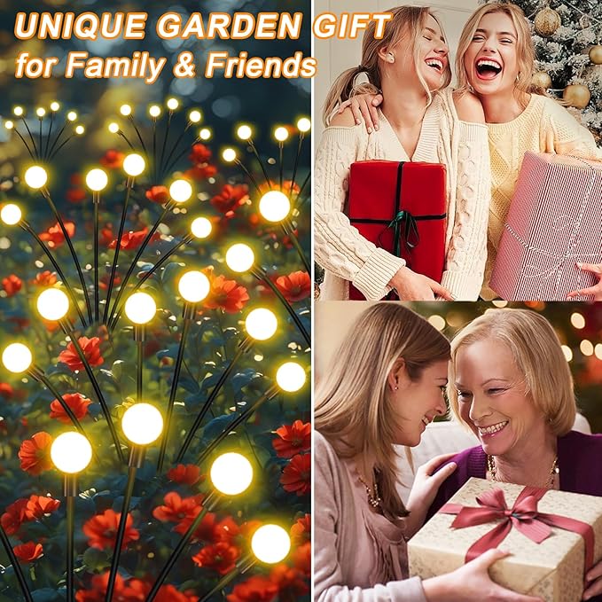 Solar Firefly Lights 16 LED Swaying Outdoor Waterproof Decorative Lights for Yard Patio Pathway Lawn Decorations (2 Pack, 8 Heads)-Ruum Studio Home