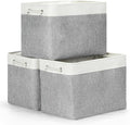 Bidtakay Large Storage Baskets for Organizing 3-Pack Fabric Closet Organizers Storage Bins with Handles 16x11.8x11.8 In Collapsible Baskets for Shelves Cloth Home Organization L-White&Grey-Ruum Studio Home