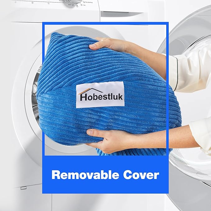 Hobestluk 4.5FT Bean Bag Chair Giant Bean Bag Chair with Filler Included Adult Bean Bag Chairs with Removable Cover for Bedroom Living Room (Jumbo, Blue)-Ruum Studio Home