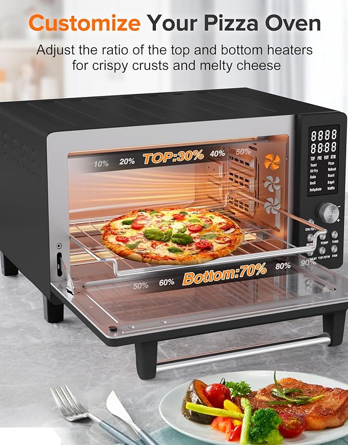 Nuwave Bravo Pro Smart Air Fryer Toaster Oven Combo, Airfryer Convection Oven Countertop, 12-in-1 Functions with Quicker & Even Crisp Technology, 1800W, 50-450°F, PFAS-Free, 21QT, Black-Ruum Studio Home