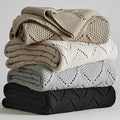 Longhui bedding Chunky Cotton Knit Throw Blanket for Couch, Sofa, Bed, or Chair, Decorative Breathable Fall Cable Knit Blanket 60 x 80 Inches, Large Medium Weight Beige-Ruum Studio Home