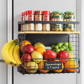 [WIDER Shelf]1 SET Strong Magnetic Shelf Basket for Fridge with Tag & Bamboo Top, XXL Large Magnetic Spice Rack Shelves for Side of Refrigerator, Kitchen Pantry Storage Organizer for Food Fruit Veg-Ruum Studio Home