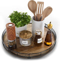 Acacia Wood 13" Lazy Susan Turntable Organizer for Table Top, Farmhouse Round Wooden Lazy Susan for Cabinet Kitchen Centerpieces Coffee Table, for Condiments Spices, Bathroom Vanity Tray Decor-Ruum Studio Home