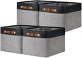 DULLEMELO Canvas Storage Bin with Handles, Fabric Bins for Shelves, Bedroom, Office,Nursery,Fabric Storage Baskets for Toys, Clothes,Gift(Black&Grey,15"x11"x9.5",4-Pack)-Ruum Studio Home