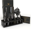 Highball & Chaser 13-Piece Gunmetal Black Stainless Steel Boston Cocktail Shaker Bar Tool Set with Mixology Bartender Kit Accessories-Ruum Studio Home