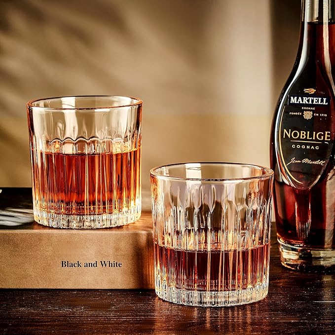 Whiskey Glasses Set of 4,Lead-Free Crystal Old Fashioned Glass,300ml Rocks Glass Tumblers for Drinking Bourbon,Cognac,Irish Whisky,Whiskey Gifts for Men-Ruum Studio Home