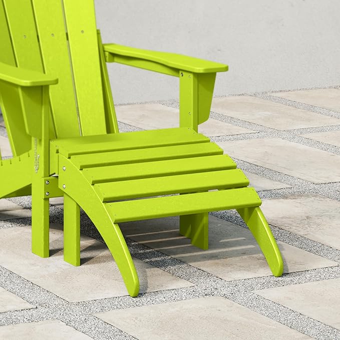 WestinTrends Outdoor Ottoman, Patio Adirondack Ottoman Foot Rest, All Weather Poly Lumber Folding Foot Stool for Adirondack Chair, Widely Used for Outside Porch Pool Lawn Backyard, Lime-Ruum Studio Home