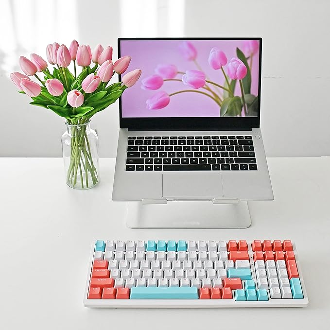 Mandy's Artificial Tulips 20 Stems Peach PU Faux Flowers for Wedding Home Decor 13.5 Inch-Ruum Studio Home