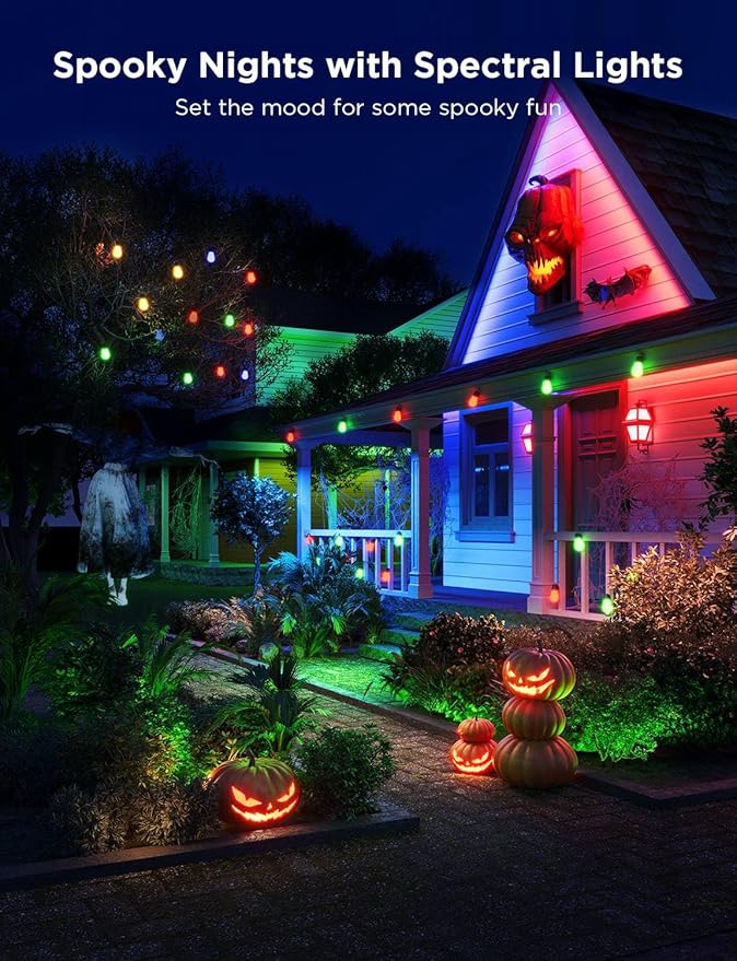 Govee Smart Outdoor String Lights H7016, 96ft RGBIC Outdoor Lights with 30 Dimmable LED Bulbs, IP65 Waterproof, Color Changing Warm White Lights with 47 Scene Modes for Patio, Backyard, App Control-Ruum Studio Home