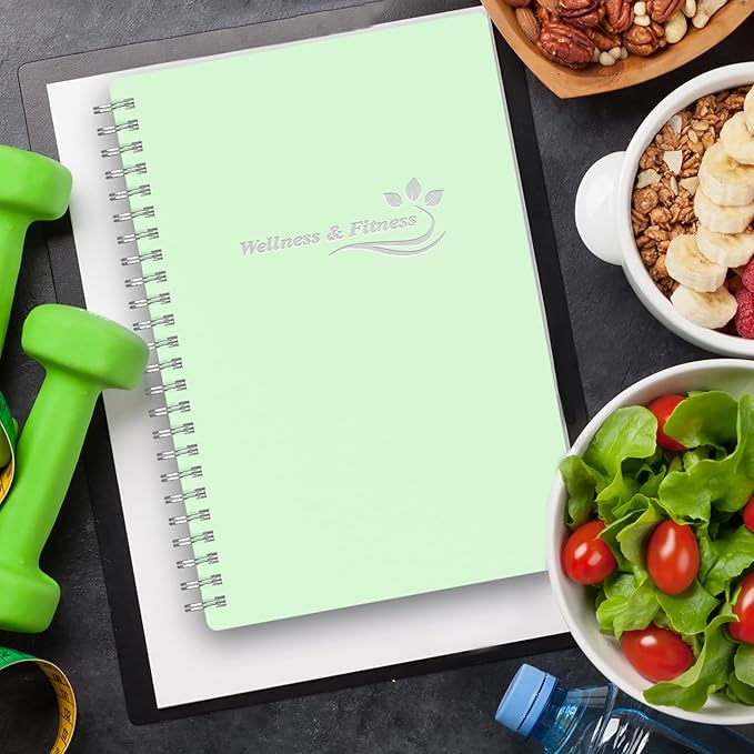 Wellness Planner & Fitness Log - Daily Diet & Health Journal with Weight Loss, Wellness Journal Notebook for Tracking Fitness, Sleep, Nutrition, Meal, Habits, A5(5.8 x 8.6 inch) (Green)-Ruum Studio Home