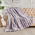 Lotus Karen Faux Fur Throw Blanket Tie-Dye Purple - Big Bubble Rabbit Fluff Blanket for Couch,Small Fluffy Fuzzy Cozy Blanket,Thick Furry Plush Shaggy Blankets,60x80 Inches-Ruum Studio Home