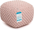 BIRDROCK HOME Square Pouf Ottoman | Cotton Braided Foot Stool with Bean Bag Filling | Boho Foot Rest for Living Room, Bedroom | Compact & Comfortable Seating, Lightweight & Sturdy | Dusty Rose-Ruum Studio Home