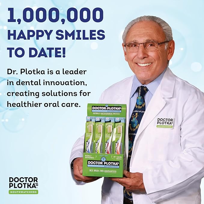 MOUTHWATCHERS Soft Kids Toothbrush, 2 Manual Flossing Toothbrushes and 2 Strawberry Fluoride Free Toothpastes, 3 oz, Gift Set, by Dr. Plotka's-Ruum Studio Home