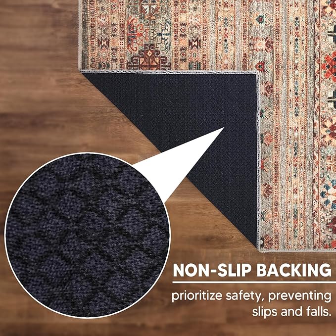 Keen Home Design 9x12 Rug - Machine Washable Area Rug with Non-Slip Backing, Ideal for Living Room, Dining Room, Bedroom - Vintage, Easy Clean, Durable, Low Pile Rug - (9' x 12')-Ruum Studio Home