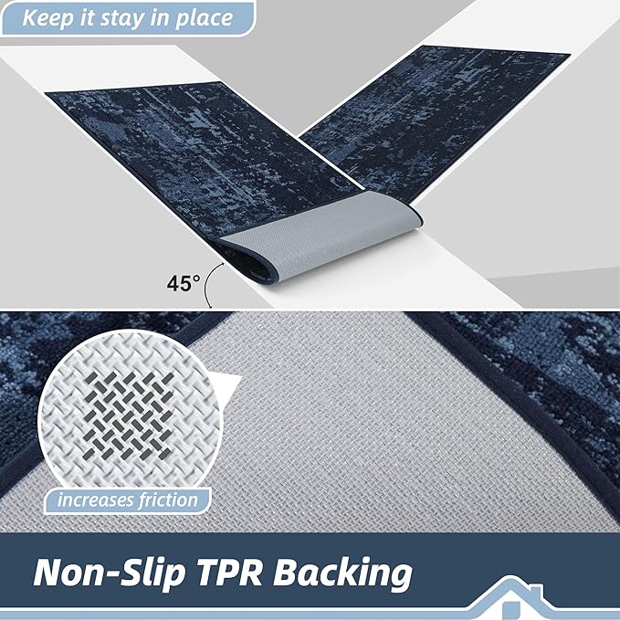 BEQHAUSE Dirt Trapper Door Mat 32"x48" Non-Slip Door Mats Washable Entryway Rugs Stain Resistant Doormat Absorbent Welcome Floor Mat for Front Back Door, Muddy Wet Shoes & Paws,Blue-Ruum Studio Home