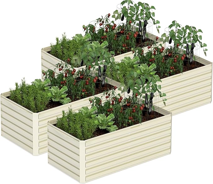 6x3x2 ft Raised Garden Bed, Large Metal Planter Raised Beds, Planters for Outdoor Plants for Vegetables, Flowers, Herbs, Fruits, and Succulents.(4 Pcs, Yellow)-Ruum Studio Home