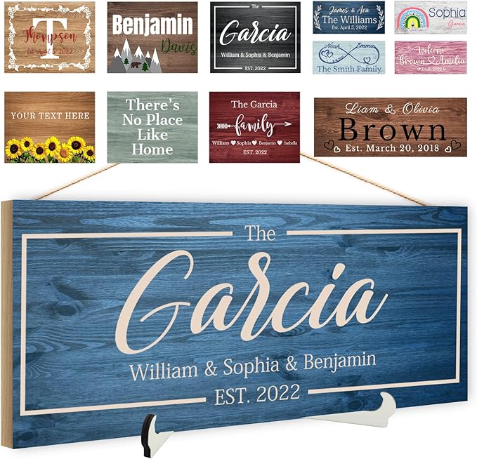 Custom Wood Sign Prsonalized Text Business Home Decor, Personalized Rustic Plaque Board Hanging Wooden Name Sign for Wall Art, Customized Signs Plank Decoration Gifts for Wedding Family Farmhouse Kitchen, Rectangle-Ruum Studio Home