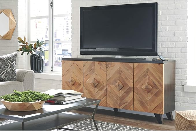 Signature Design by Ashley Robin Ridge Modern Wood Accent Cabinet or TV Stand, Brown & Black-Ruum Studio Home