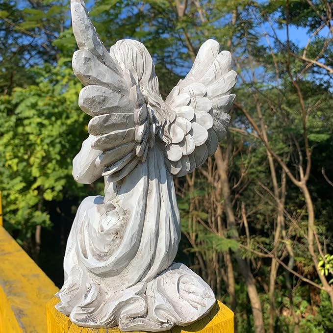 Praying Angel Garden Statue, Religious Fairy Sculpture Waterproof Decorative Figurine Art Decor for Patio, Lawn, Yard, Housewarming Ornament Present Angels HSa-1-Ruum Studio Home