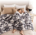 Cozy Faux Fur Throw Blanket for Bed Warm Fuzzy Throw Blanket, Soft Plush Thick Bubble Blankets for Bedroom and Living Room, Furry Luxury Blanket, 60 x 80,Tie-Dye Grey-Ruum Studio Home