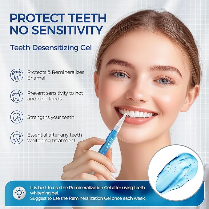 Teeth Whitening Kit for Sensitive Teeth,with 32X Waterproof LED Accelerator Light&4 Carbamide Peroxide Pen&14 Pcs Teeth Whitening Strips&1 Remineralization Pen,Tooth Whitener Professional Oral Care-Ruum Studio Home