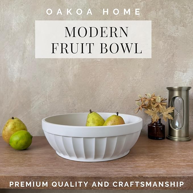 OAKOA Decorative Fruit Bowl for Kitchen Counter - Large Decorative Bowl for Home Decor - Concrete Decor Bowl for Keys Entryway Table - Modern Centerpiece Coffee Table Bowl-Ruum Studio Home