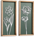 3D Floral Green Wall Art (Set of 2) Lightweight, Wooden Ready-to-Hang Boho Framed Wall Art for Bathroom, Bedroom, Living Room or Office – Premium Sage Green Farmhouse Decor – Gift-Boxed-Ruum Studio Home