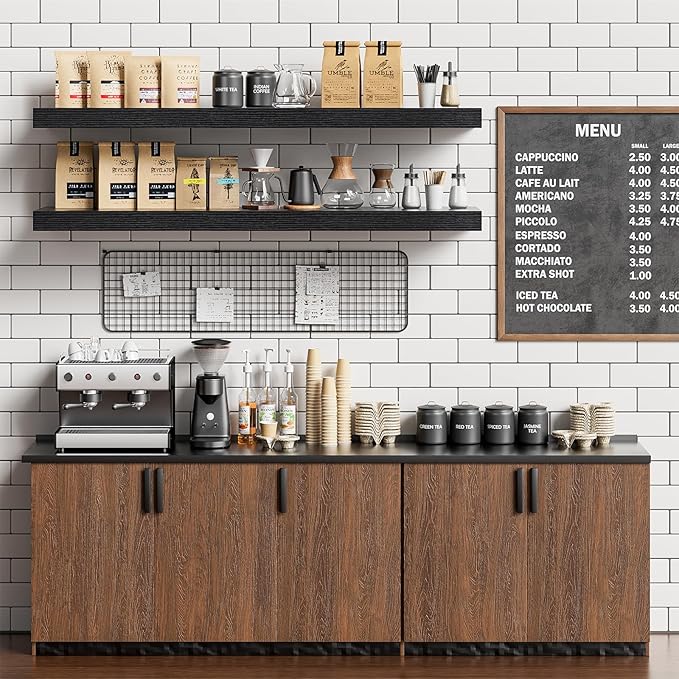 Heimlove 40 Inches Floating Shelves for Wall,9.3" Deep Black Long Floating Shelves Set of 2,Large Display & Storage Shelf,Wall Shelf for Bathroom Bedroom Living Room Kitchen Office-Ruum Studio Home