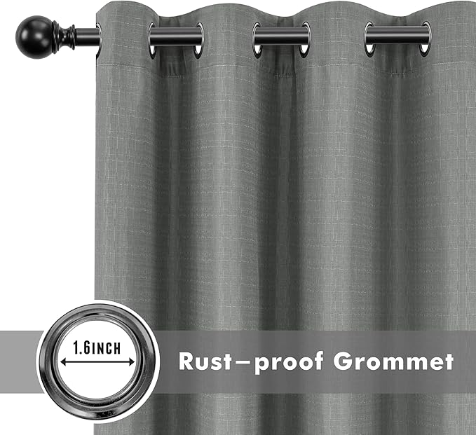 HolidayIdeas 4 Panels Linen Outdoor Curtains for Patio Waterproof Curtains 54" Wide x 84" Long-Indoor/Outdoor Light Grey Curtains Waterproof, Privacy for Pergola, Porch, Gazebo, Backyard, Sunroom-Ruum Studio Home