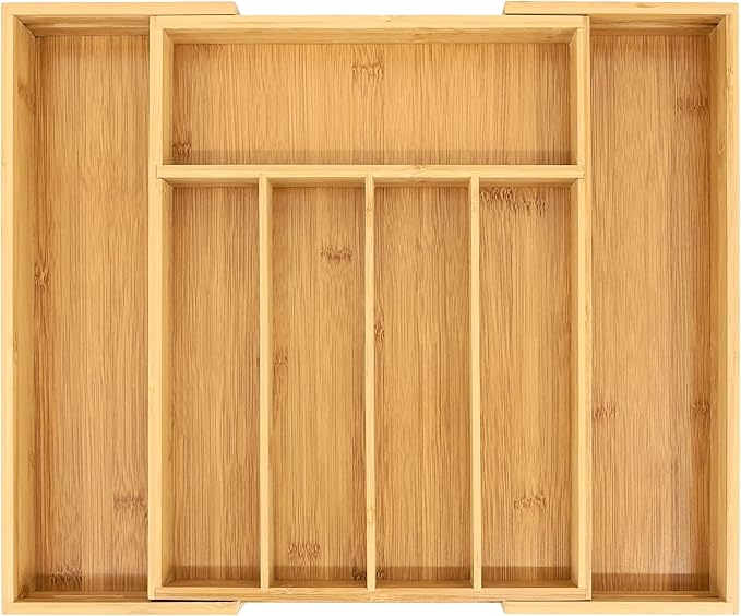 VaeFae Bamboo Drawer Organizer, Expandable Silverware Drawer Organizer, Cutlery Tray with Dividers for Kitchen Utensils, Medium-Ruum Studio Home
