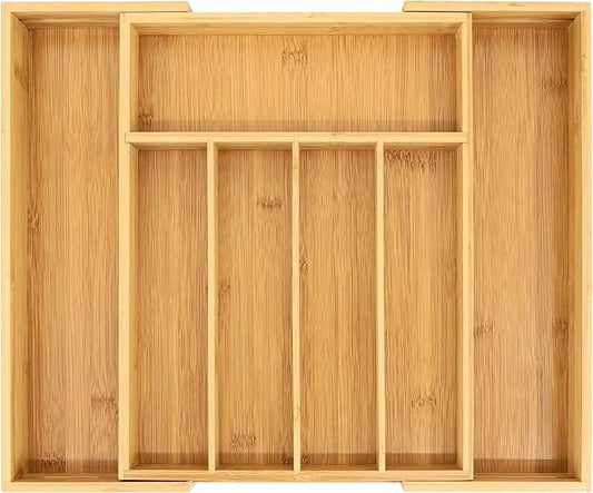 VaeFae Bamboo Drawer Organizer, Expandable Silverware Drawer Organizer, Cutlery Tray with Dividers for Kitchen Utensils, Medium-Ruum Studio Home