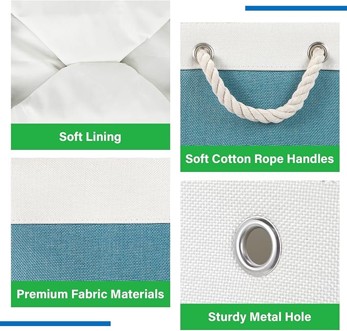 Bidtakay Large Storage Baskets for Shelves 3 Pack 16x11.8x11.8 Inch Storage Bins for Organizing Fabric Storage Cubes for Closet Clothes Basket Laundry-White&Teal-Ruum Studio Home