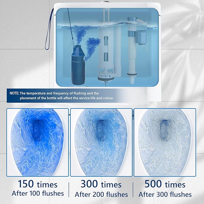 Toilet Bowl Cleaner Bottle, Automatic Toilet Bowl Cleaner Tablets in Bottle, Easy to Use, Long-Lasting Effect Toilet Cleaners Drop in Tank, Blue, 4 Bottles-Ruum Studio Home