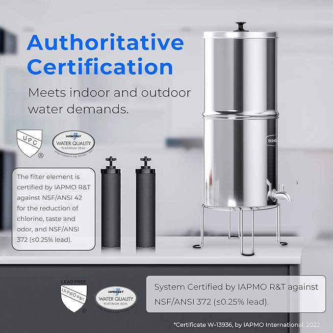 Waterdrop Gravity-fed Water Filter System, NSF/ANSI 42&372 Standard, Reduces Fluoride and up to 99% of Chlorine, with 4 Filters and Metal Spigot, King Tank Series, WD-TK-A-FS, 2.25G-Ruum Studio Home