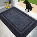 PURRUGS Dirt Trapping Door Mat 34" x 60", Non-Slip/Skid Machine Washable Entryway Rug, Shoes Scraper, Area Rug, Super Absorbent Welcome Mat for Muddy Wet Shoes and Paws, Bluish Grey & Charcoal-Ruum Studio Home
