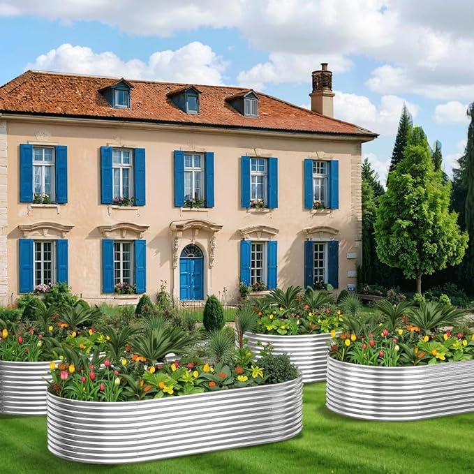 2 Pack Tall Galvanized Raised Garden Bed Outdoor,Metal Garden Bed for Vegetables,Steel Raised Beds for Gardening,Above Ground Garden Box for Flower-37x20 inch-4MV-Ruum Studio Home