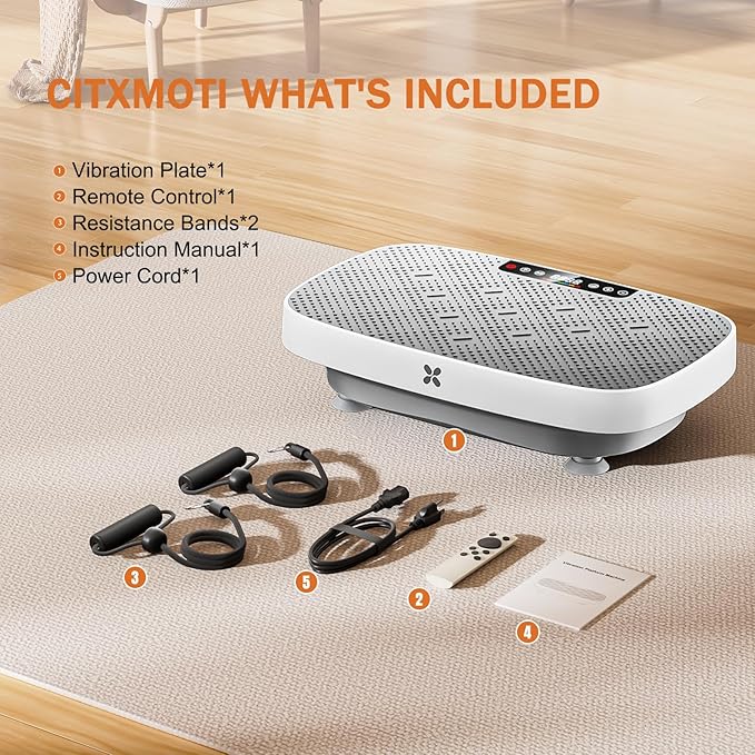 Vibration Plate Exercise Machine, Ultra-Quiet Vibration Plate for Lymphatic Drainage & Body Toning, Whole Body Vibration Platform with Bluetooth, Resistance Bands, Home Gyms Equipment-Ruum Studio Home